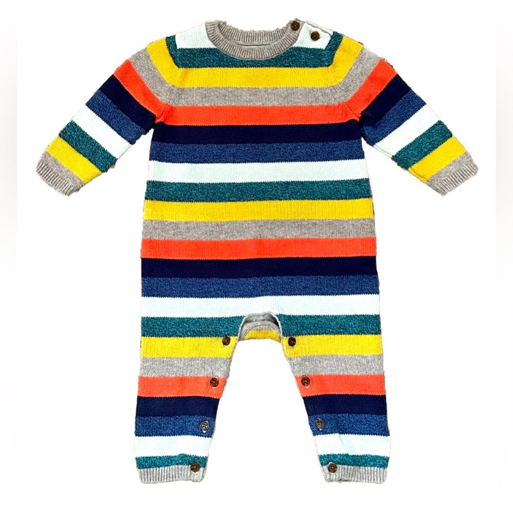 GAP Cotton Knit Sweater Romper Rainbow Multicolor BABY SIZE 6-12 MONTHS
